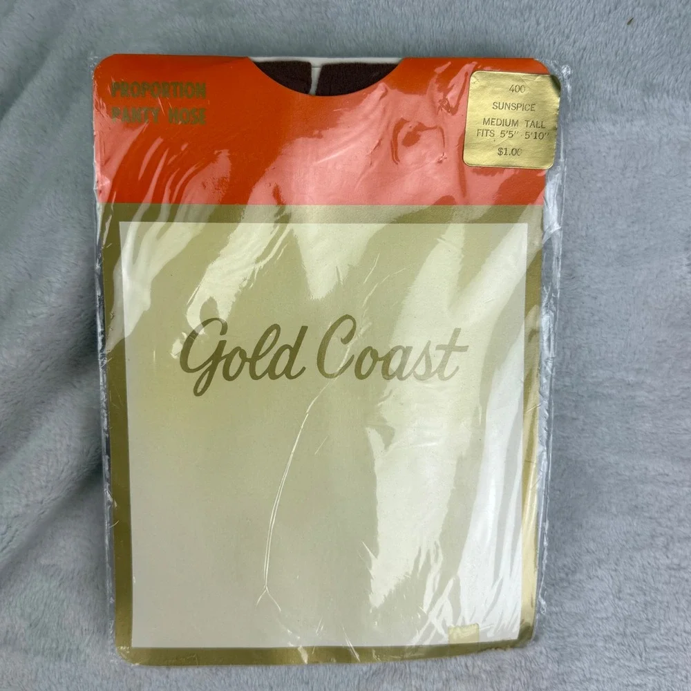 Vintage Gold Coast Sunspice Pantyhose Medium Tall Goldblatt's Deadstock Tights